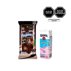 Pack (1 Keke Pinguino Marinela Triple Chocolate x 80 g + 1 Yofresh Fresa 190 g)