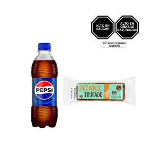 Pack (1 Brownie Bar Trufado La Chepo x 56 g + 1 Gaseosa Pepsi x 355 ml)
