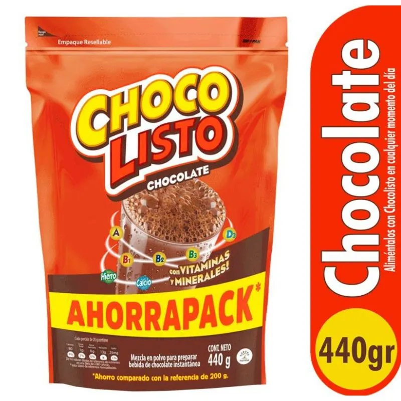 MEZCLA EN POLVO CHOCOLISTO CHOCOLATE X 440 GRS DOYPACK