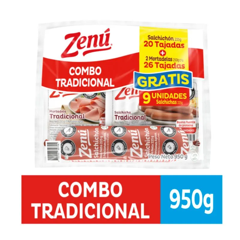 COMBO TRADICIONAL ZENU X 725 GRS GRATIS UNA MORTADELA X 250 GRS COMBO TRADICIONAL ZENU X 725 GRS GRATIS UNA MORTADELA X 250 GRS