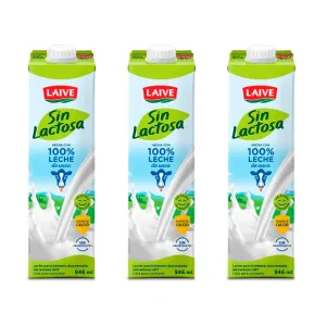 Pack 3 Leche Laive UHT Sin Lactosa caja 946ml