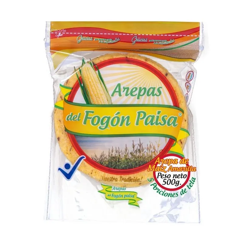 Arepa del fogon paisa maiz amarillo 5 unds x 500 gr