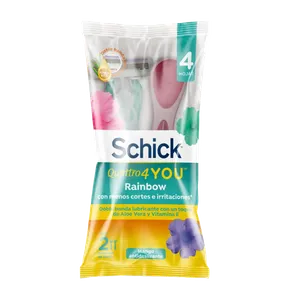 2 MAQUINAS DE AFEITAR SCHICK QUATTRO 4 YOU RAINBOW ALOE+VIT E