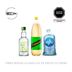 Pack (1 Pisco Embajador Acholado x 700 Ml + 1 Schweppes Citrus x 1.5 Lt + Hielo 1.5 Kg)