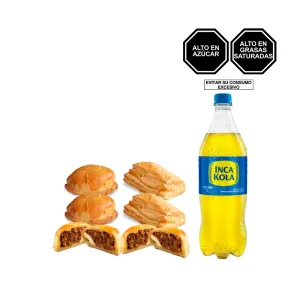 Pack (2 Empanada De Carne + 2 Empanada Mixta + 2 Empanada De Pollo + 1 Inca Kola x 1 Lt)