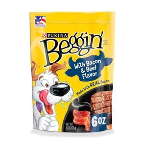 SNACK PERROS BEGGIN STRIPS  BACON Y BEEF X 170 GR