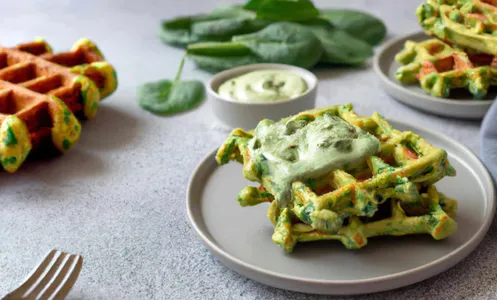 Waffle espinaca crema