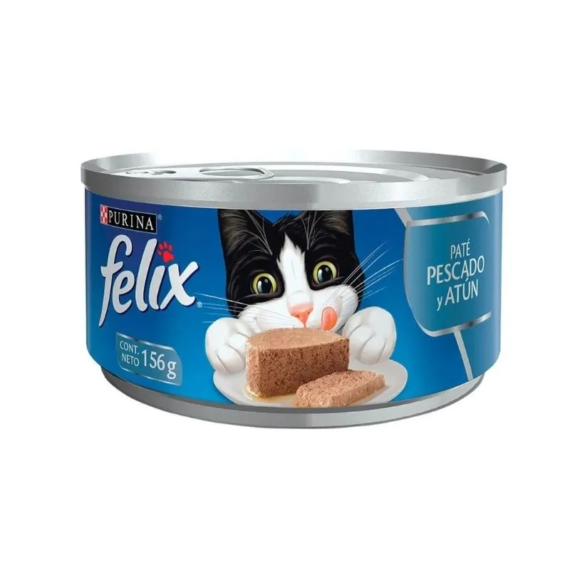 Alimento húmedo felix pate pescado y atún x 156 grs lata
