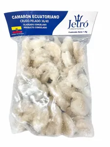 Camaron Ecuatoriano Crudo Pelado 36/40 Marca Jetro 1 Kilo