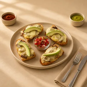 Molletes con cecina de Yecapixtla*