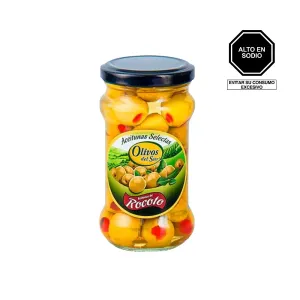 Aceituna Verde Rellena Con Rocoto Olivos Del Sur X 225 Gr