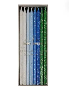 velas largas verde y azules por unidad