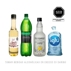 Pack (1 Pisco Acholado Tabernero x 700 Ml + 1 Jarabe De Goma Artisan Pet x 360 Ml + Hielo 1.5 Kg)