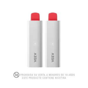 Pack 2 (Vapeador Electrónico Veev Now Strawberry 1800 Puffs)