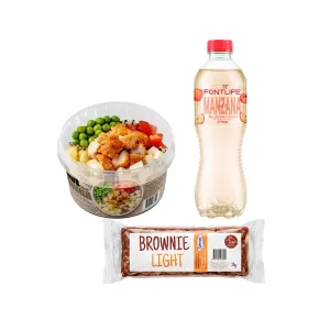 Pack (Bowl De Quinua Tambo 1 Und + Brownie Bar Light La Chepo 56 Gr + Agua Saborizada Fontlife Manzana Con Gas 650 Ml)