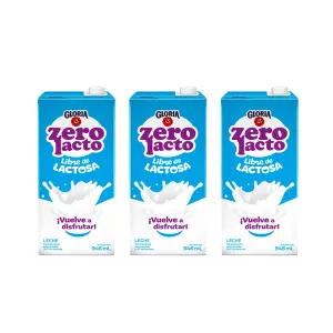 Pack 3 Leche Uht Gloria Zerolacto X 946 Ml