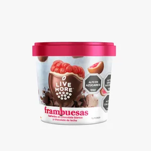 Frambuesas bañadas en chocolate blanco y chocolate con leche