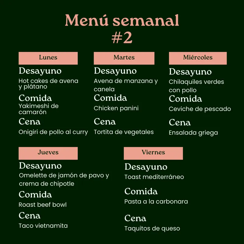 Menú semanal #2 Menú semanal #2