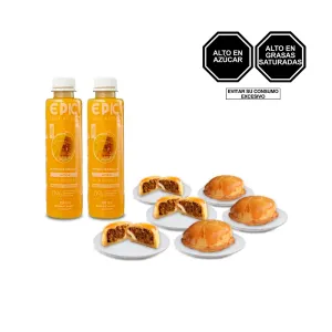 Pack (2 Jugos Epic Mango Maracuya 250 Ml + Empanadas Clásicas (3 Pollo/3 Carne))