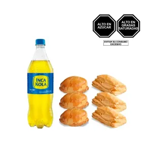 Pack (3 Empanada Mixta + 3 Empanada De Pollo + 1 Inca Kola x 1 Lt)