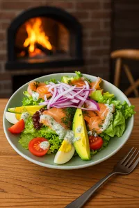 Ensalada de Gravlax o salmón marinado al estilo nordico