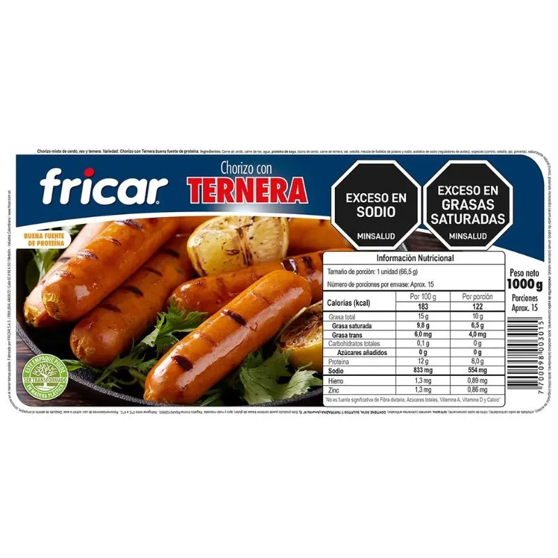 CHORIZO FRICAR TERNERA X 1000 GRS CHORIZO FRICAR TERNERA X 1000 GRS