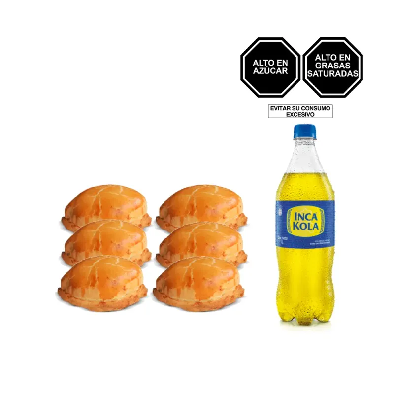 Pack (6 Empanada De Pollo + 1 Inca Kola x 1 Lt) Pack (6 Empanada De Pollo + 1 Inca Kola x 1 Lt)