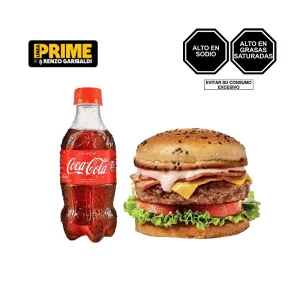 Pack (1 Hamburguesa Prime de Res Tocino Queso + 1 Coca Cola sin azucar 300ml)