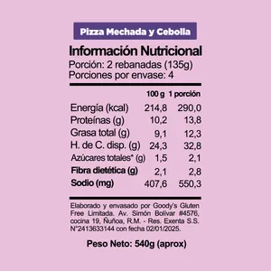 Pizza sin gluten Goody´s Mechada Cebolla