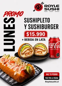 1 sushipleto 1 sushi burguer + 1 bebida en lata