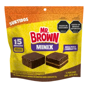 BROWNIE RELLENO MR BROWM MINIX SURTIDO X 302 GRS 15 UNDS BROWNIE RELLENO MR BROWM MINIX SURTIDO X 302 GRS 15 UNDS