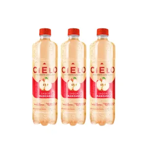 Pack 3 Agua Con Gas Cielo Sabor Manzana Pet X 600 Ml