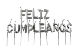Vela feliz cumpleaños plateada