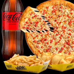 Elige 1 Pizza Border Queso, 1 mix de papas y empanadas y 1 bebida de 1.5 l.