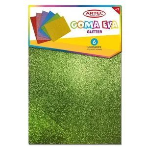 Goma Eva Stylo Glitter 6 col A4