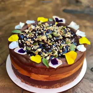 Torta Snickers con Reducción Berries 10p APLV, Sin Soya, Sin Gluten, Sin azúcar, Vegana