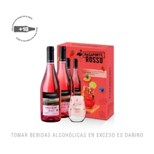 Passaporte Rosso Pack 1 Vaso + 2 Tabernero Vino Rose 750 Ml