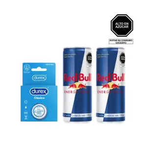 Pack (2 Energizante Red Bull X 250 Ml + Preservativo Durex Clasico 3 Und)