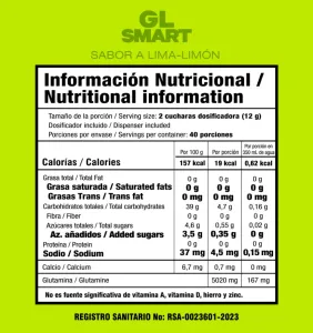 GLUTAMINA GL SMART NUTRITION LIMA LIMON 480GR