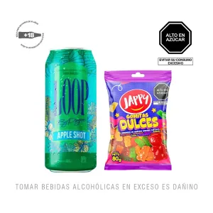 Pack (RTD Loop by Psyco Apple Shot 355 ml + Gomitas dulces Jappy Osos 80 gr)