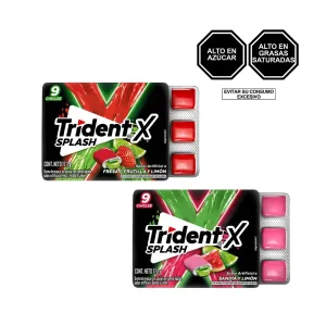 Pack (1 Chicle Trident Splash Fresa Y Limon 17.1 Gr + Sandia Limon 17.1 Gr)