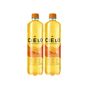 Pack (2 Agua Con Gas Cielo Sabor Naranja Pet X 600 Ml)