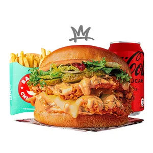 Combo Doble Chicken Burger Del Barrio