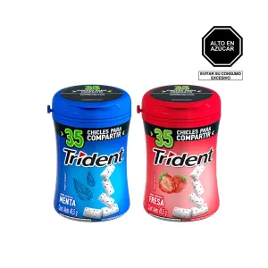 Pack (Chicle Trident Menta + fresa botella 45.5gr)