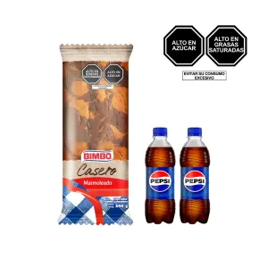 Pack (1 Keke Bimbo Marmoleado Familiar x 340 g + 2 Pepsi 355 ml)