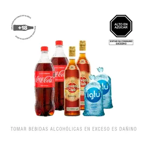 Pack 2 Ron Havana Club Añejo Especial 700 ml + 2 Coca Cola 1Lt + 2 Hielo