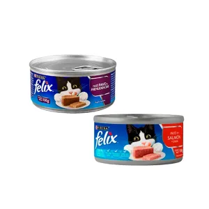Pack (Felix Lata Pavo Y Menudencia X 156G + Comida De Gato Felix Lata Salmon 156 G)