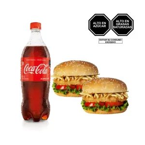 Pack (2 Pan Pollo Mega Crocante + 1 Coca Cola x 1 Lt)