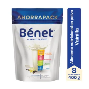 Bebida base proteína en polvo benet vainilla x 400 doypack