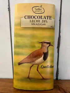 Barra de Chocolate Leche 28% Cacao Sin Azúcar. 80 gr